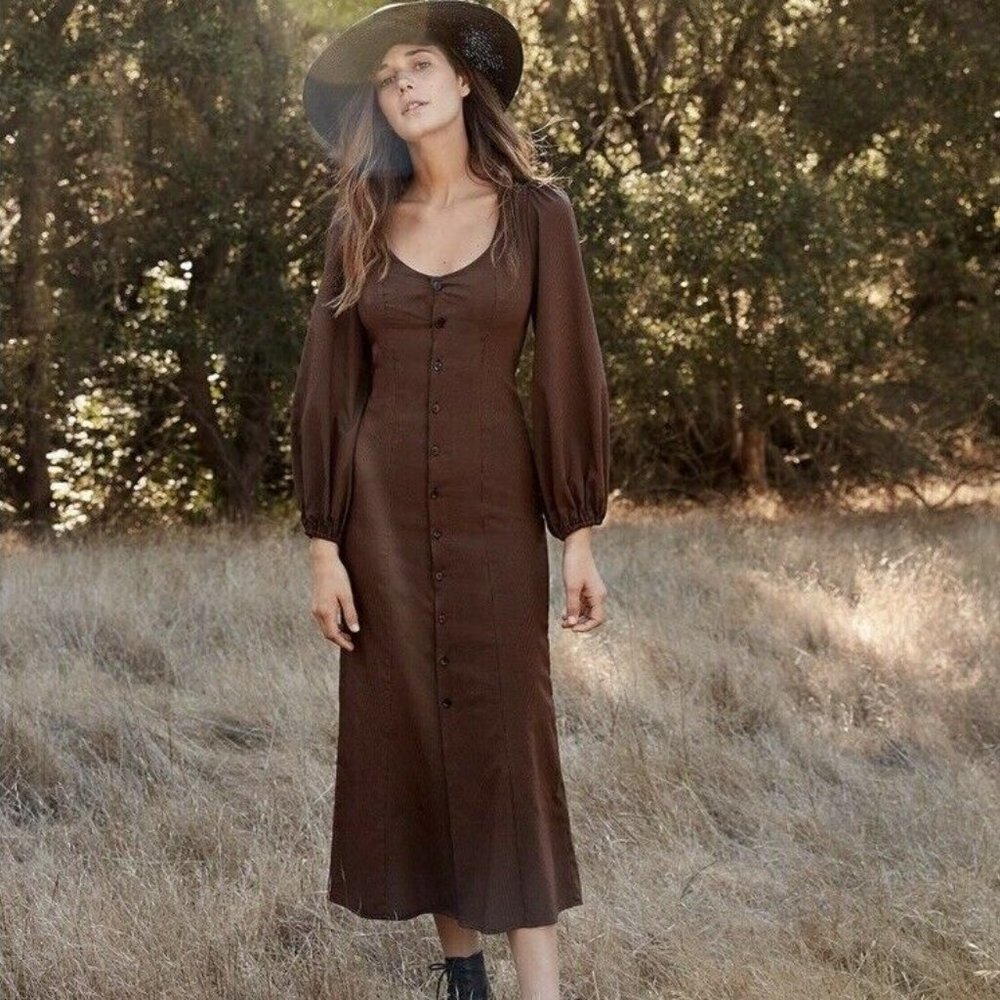 *Rare* Christy Dawn McCartney Brown Floral Dress - Picture 7 of 8